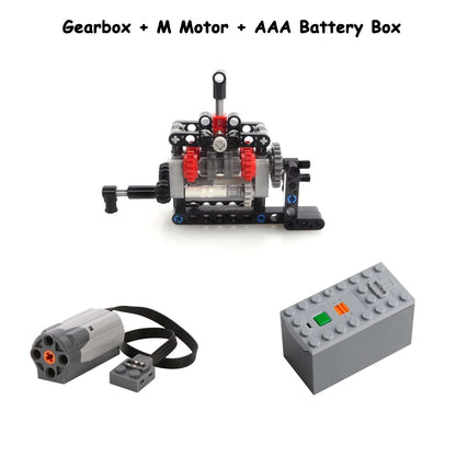 MOC High-tech 4 Speed Gearbox Model DIY Transmission Kit M Motor 8883 Power Functions Building Blocks Assemble Bricks Puzzle Toy