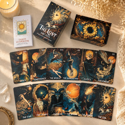 78 Cards, 13x8 Cm, The Lost Arcana Tarot Deck, Celestial Symbols, Ancient Powers, Sacred Mystery Card Game, Paper Manual
