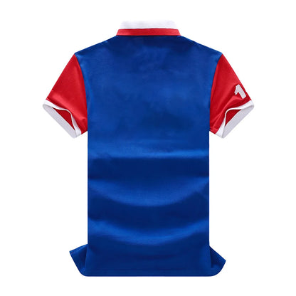 TS Men's Classic Polo Shirt Summer Shirt Men's Short-sleeved Embroidery Blue Loose Letters Sports French Football Fans Europe