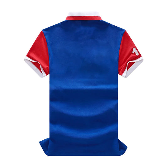 TS Men's Classic Polo Shirt Summer Shirt Men's Short-sleeved Embroidery Blue Loose Letters Sports French Football Fans Europe