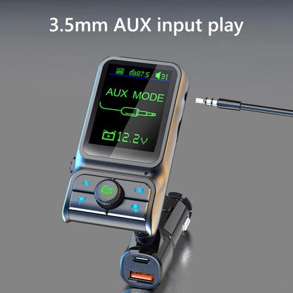 Bluetooth 5.0 FM Transmitter Handsfree Car MP3 Player QC3.0 PD24W Dual USB Quick Charger Colorful Ambient Light Car Accessories