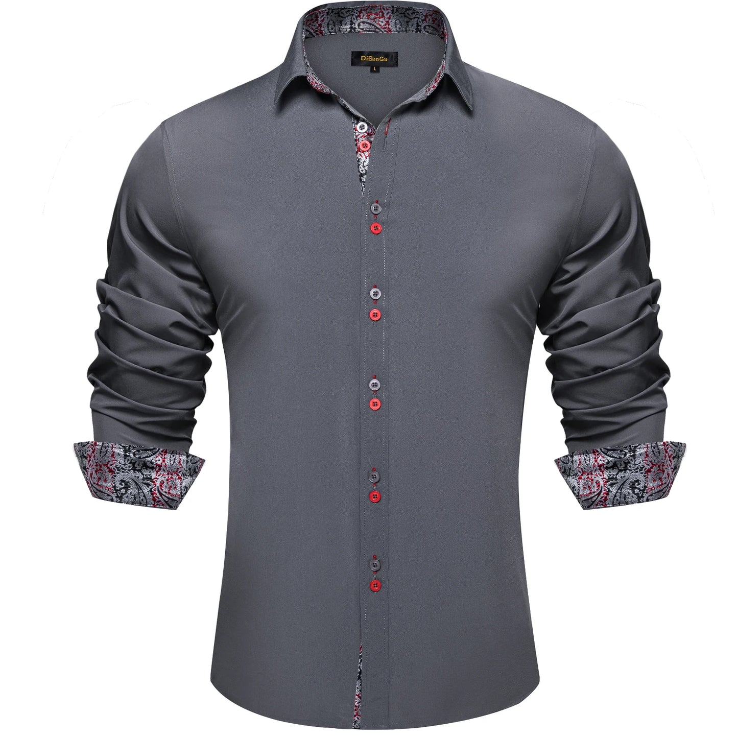 Men's Polyester Cotton Solid Black Shirts Long Sleeve Blue Paisley Patchwork Social Casual Dress Shirt Elegant Men Clothing