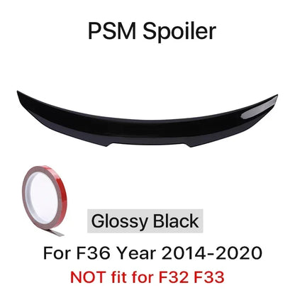 Rear Trunk Spoiler Bumper Lip For BMW 4 Series F32 F33 F36 Carbon Fiber PSM M4 MP Style Wing Tail Kit 2014-2020 Gloss Black