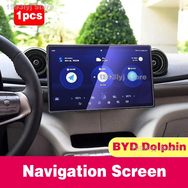 For BYD Dolphin 2021-2023 Tempered Glass Car Interior Navigation Entertainment Media Touch Center Display Screen Protective Film