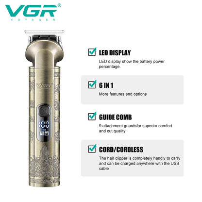 VGR6 all-in-one hair cutting machine, armpit hair, nose hair treatment, full body shaving machine, electric push shear V-109