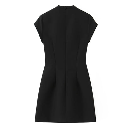 HH Summer Fashion Women's Polka Dot Mini Dress 2026 Short Sleeve Lace Up Collar Party Dress Female Hollow Out Sexy Evening Dress