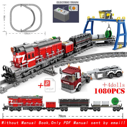 City Trains Flexible Tracks Forked Straight Curved Rails Switch Building Block Bricks High-Tech Creative Toys for kids gifts