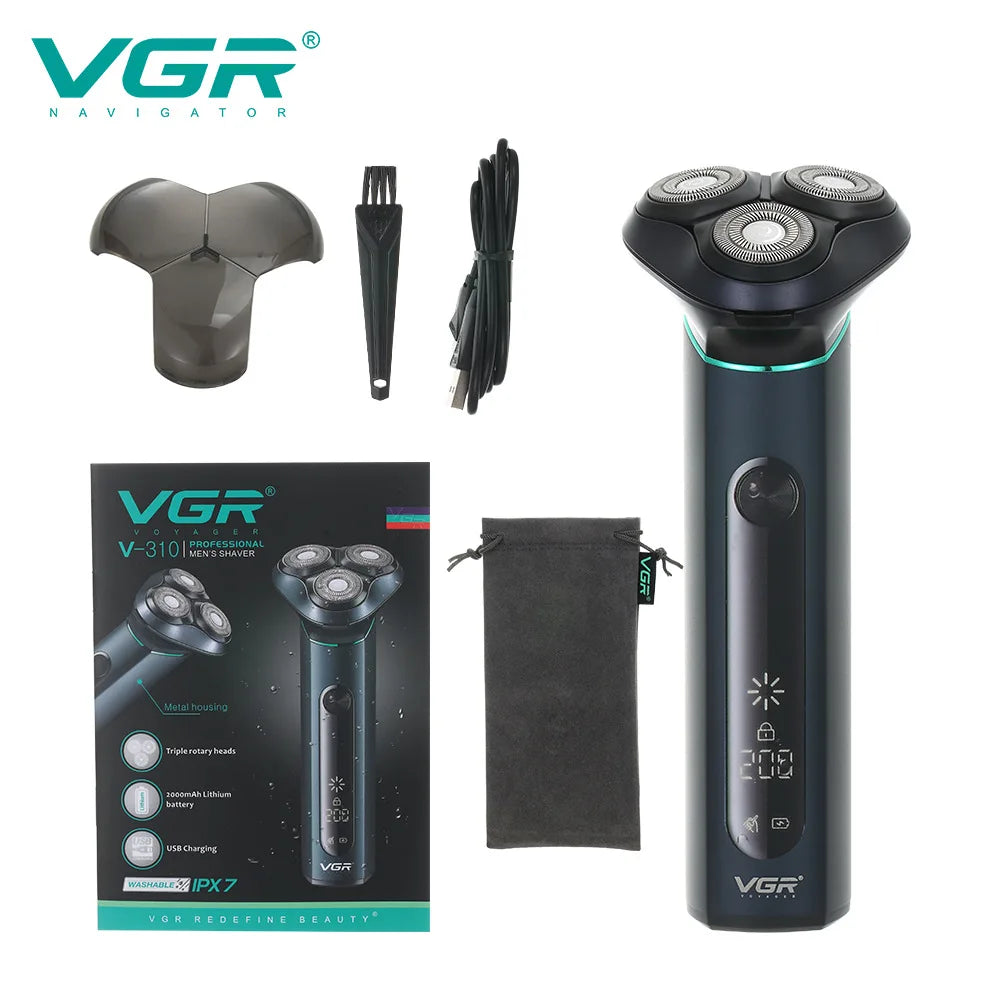 VGR 310 Electric Shaver Rotary 3D Floating Razor Waterproof Men's Shaving Machine Professional Beard Trimmer USB Rechargeable