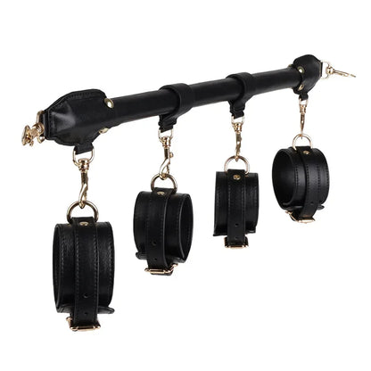 Leather SM Bondage Restraint Tool Sex Handcuffs Couple Fixed Position Conditioning Rod With Foot Cuff Male Female Adult Products