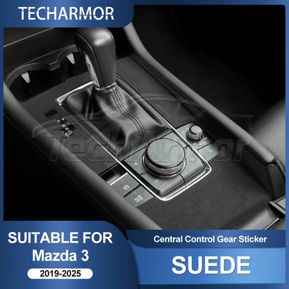 For Mazda 3 Axela 2019 2020 2021 2022 2023 2024 2025 Central Console Gear Shift Panel Top Suede Sticker Car Interior Trim
