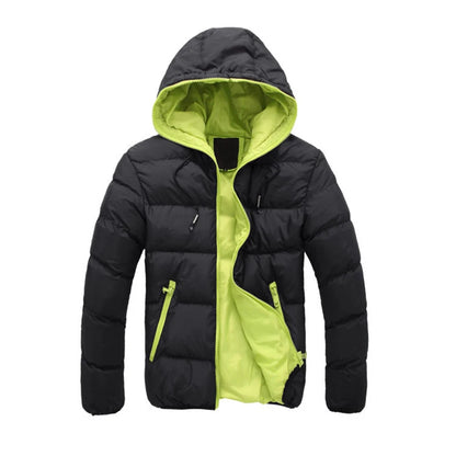 2024 Men's Casual Jacket Cotton Parka Coat Autumn Winter Thin Hooded Cotton Padded Jacket Windproof Outdoor Travel Outwear