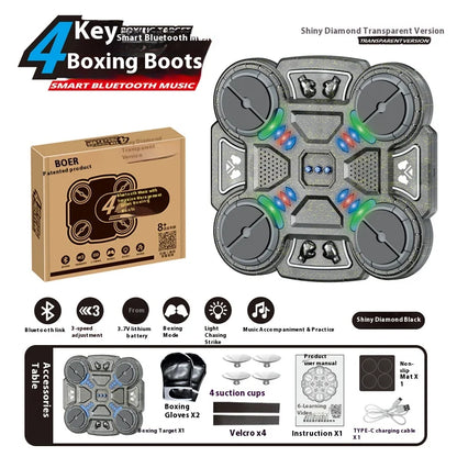 Smart Music Bluetooth Boxing Machine with Scoring System 4/6 Keys Electric for Fitness Training Stress Relief Toy Kids Adults
