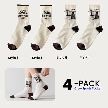 1/4/8 Pairs Men's Crew Socks Retro American Alphanumeric Print Basketball Sports Socks Graffiti Style Couple EU 37-44 US 6-12
