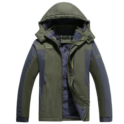 Warm Jacket Men's Plus Size L-9XL Winter Plus Velvet Thickened Cold-proof Outdoor Red Black Blue Hooded Mountaineering Suit