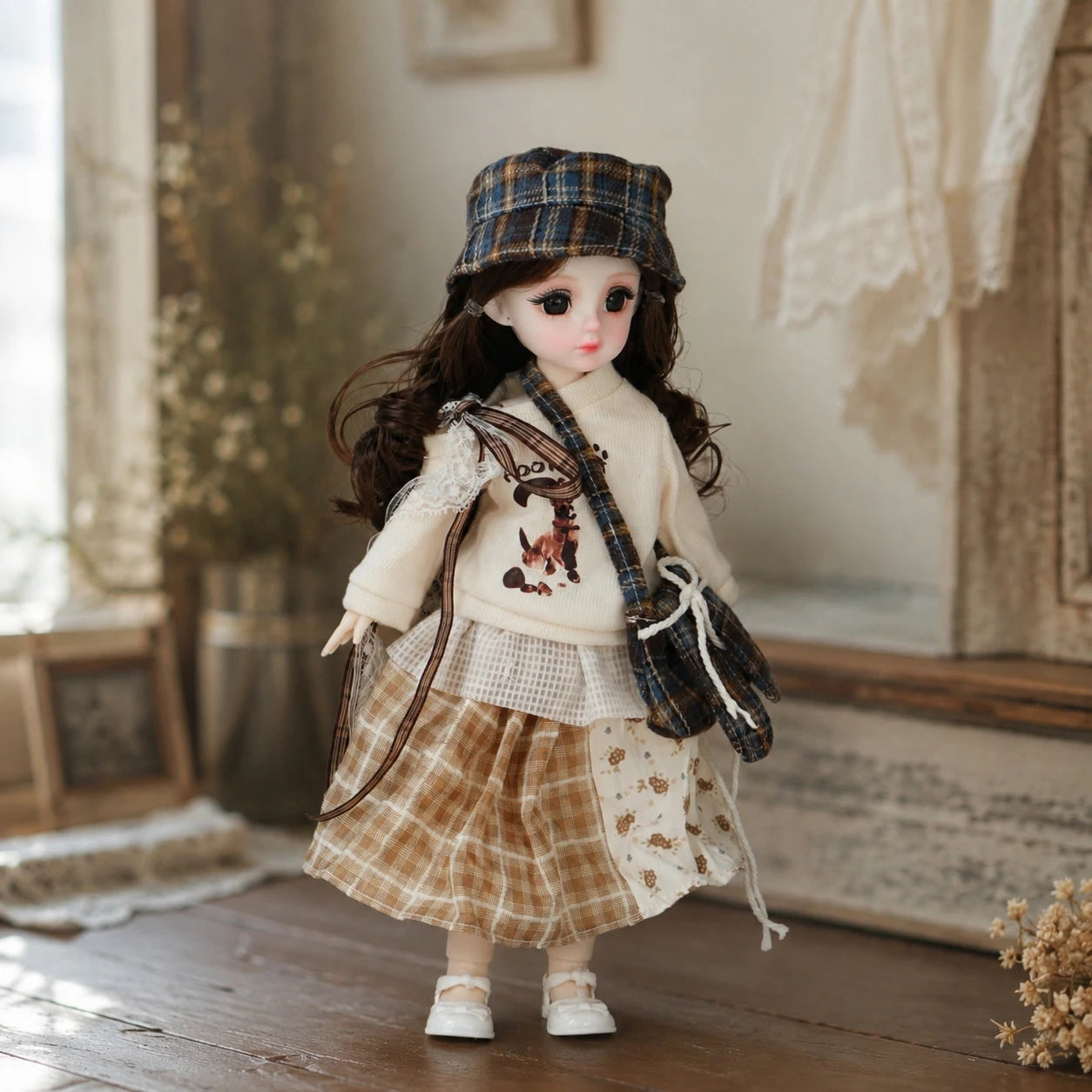 1/6 BJD Doll 28cm 11 Inch Multi-joint Moveable Full Set Outfit Cute Girl Dress Up Toy Desktop Photography Decor Birthday Gift