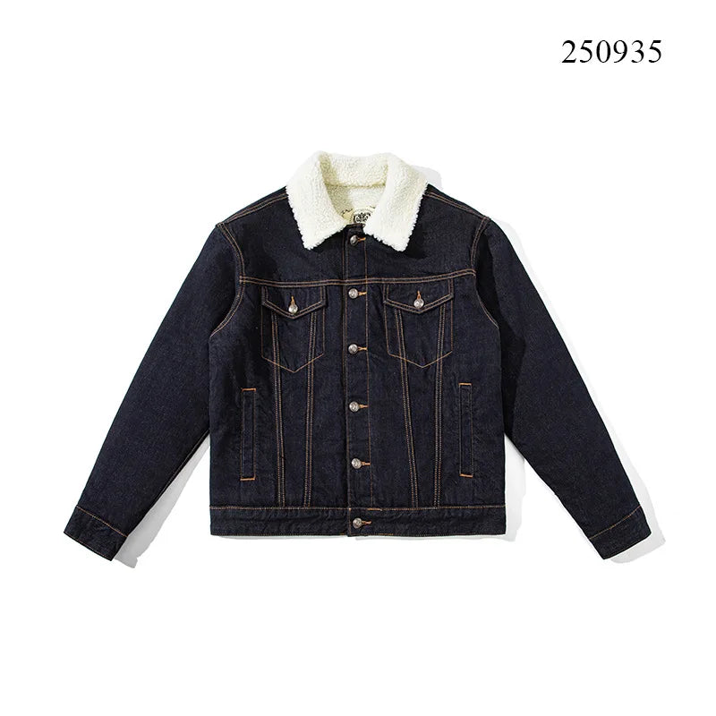 High Quality 350g Fleece Lined Denim Men Winter Thick Warm Coat Fashion
