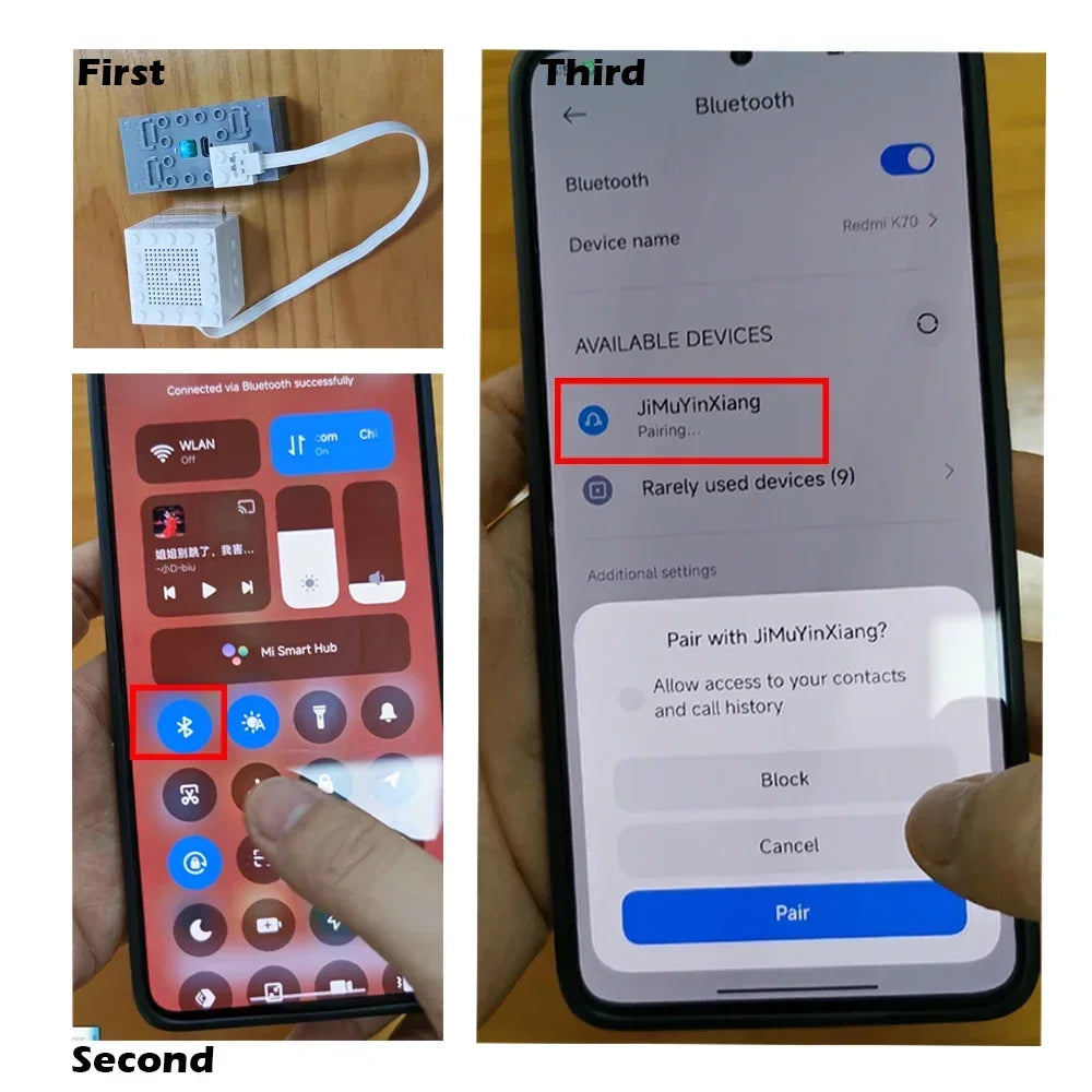 Building Block Bluetooth Speaker Technical Parts compatible with legoeds Hi-tech technical MOC Power Functions trains DIY Toys