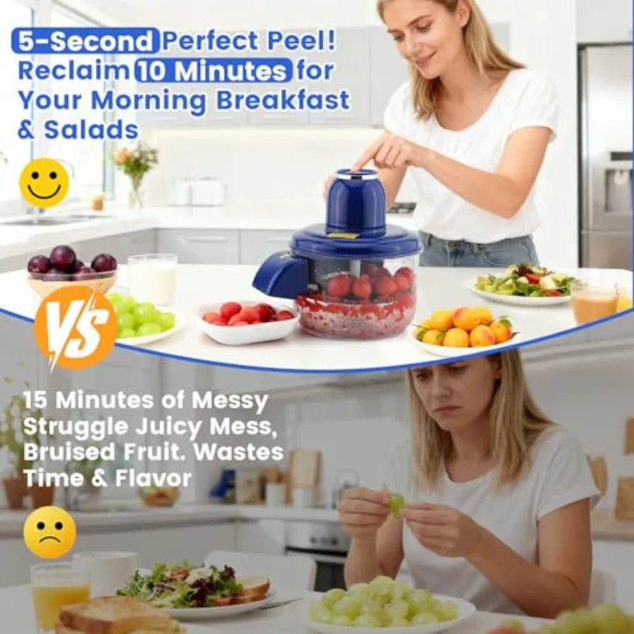 Automatic Fruit Peeling Machine-Electric Fruit Peeler for Green Grape Peeler and Cherry Tomato Skin RemovalCompact Fruit Peeler