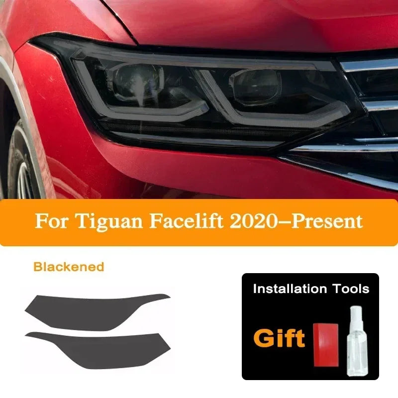 2 Pcs For Volkswagen VW Tiguan R Line Facelift 2020 2021 Car Headlight Tint Smoked Black Protective Film Transparent TPU Sticker
