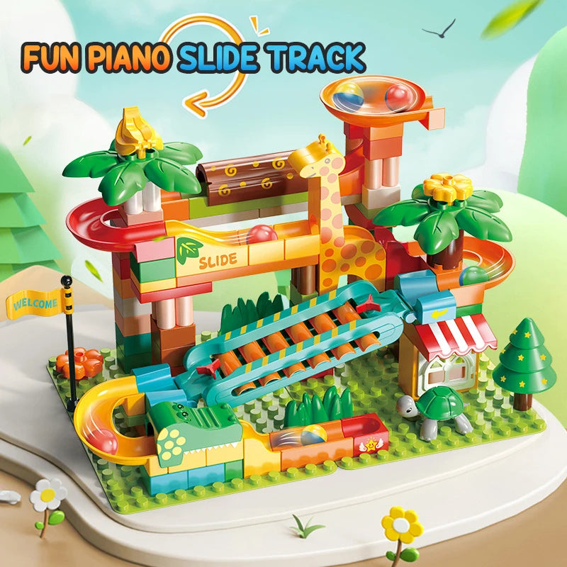 DIY Marble Run Slide Blocks Race Building Bricks 3D Children Diy Assemble Insert Toys Block Educational Toys for Children Gifts