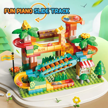 DIY Marble Run Slide Blocks Race Building Bricks 3D Children Diy Assemble Insert Toys Block Educational Toys for Children Gifts