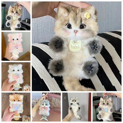 High Quality Cute Handmade Twisty Stick Little Cat Pendant Keychain Plush DIY Material Package Gifts Twist Bar Kitten Doll Toy