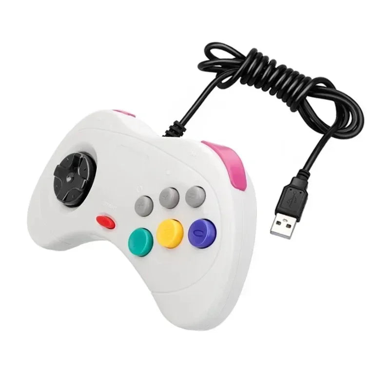 USB Classic Wired Game Gamepad for Segas Saturn System Style for PC/ Mac Gaming Controller