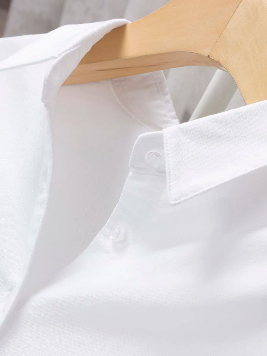 Women's medium-length white shirt pure cotton Oxford loose fashionable and versatile slim good quality
