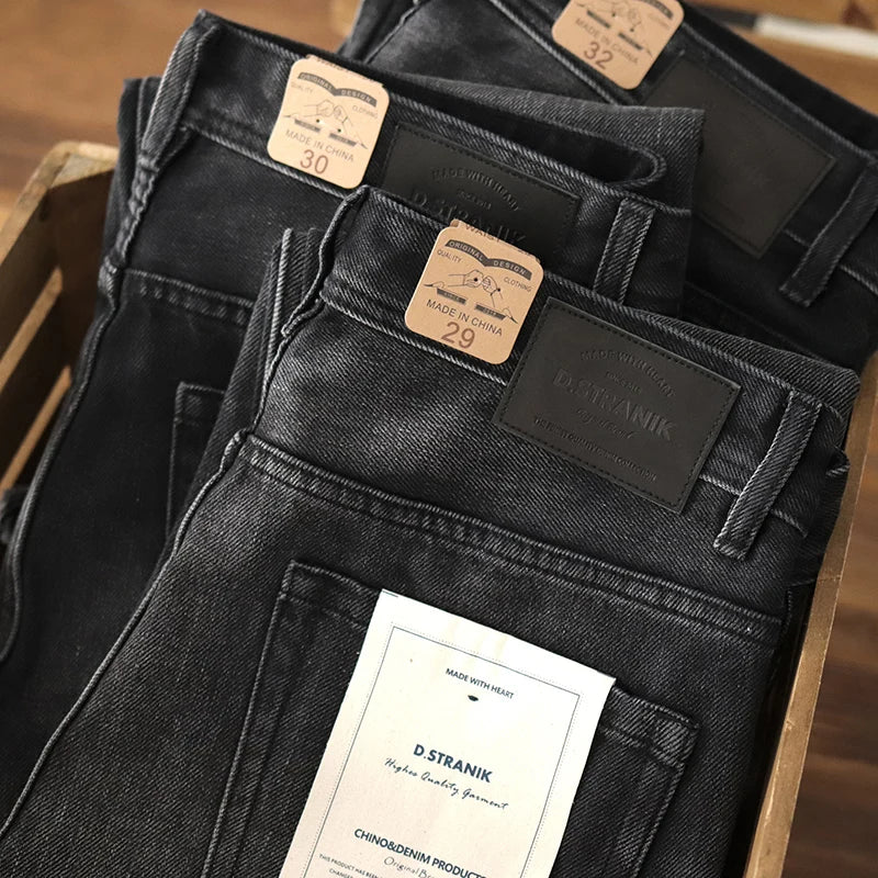 Autumn New American Retro 14OZ Thickened Denim Jeans Men's Fashion Washed Old Heavyweight Straight Casual Pants