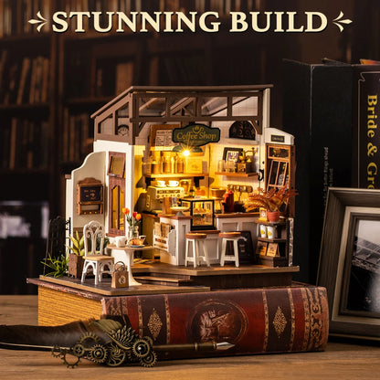 Rolife DIY Miniature House Kit Flavory Café 3D Puzzle Dollhouse Building Model Kit with LED for Desk Decor Gift for Adult Friend