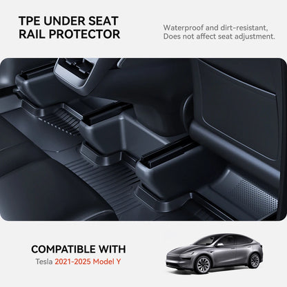 YZ For Tesla Model Y Juniper 2021-2025 TPE PP Under Seat Corner Guard Seat Slide Rails Protector Cover Anti-Kick Decor Flocking