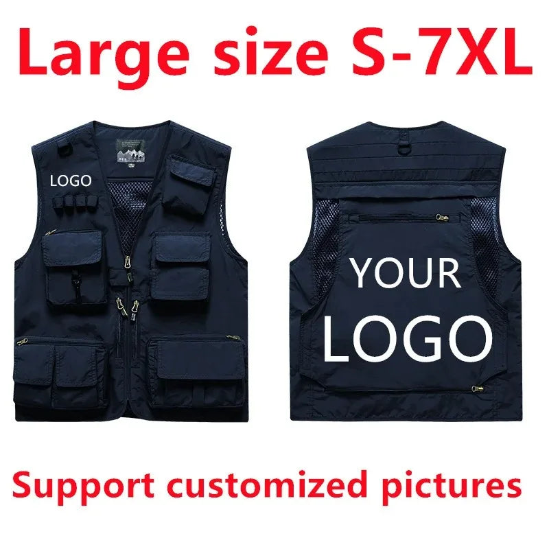 Custom Logo Men's Fleece Vest Winter Warm Sleeveless Jacket Casual Outdoor Sports Waistcoat Male Plus Size 7XL Brand Clothing