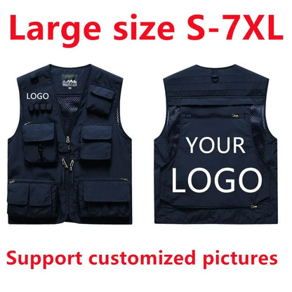 Custom Logo Men's Fleece Vest Winter Warm Sleeveless Jacket Casual Outdoor Sports Waistcoat Male Plus Size 7XL Brand Clothing