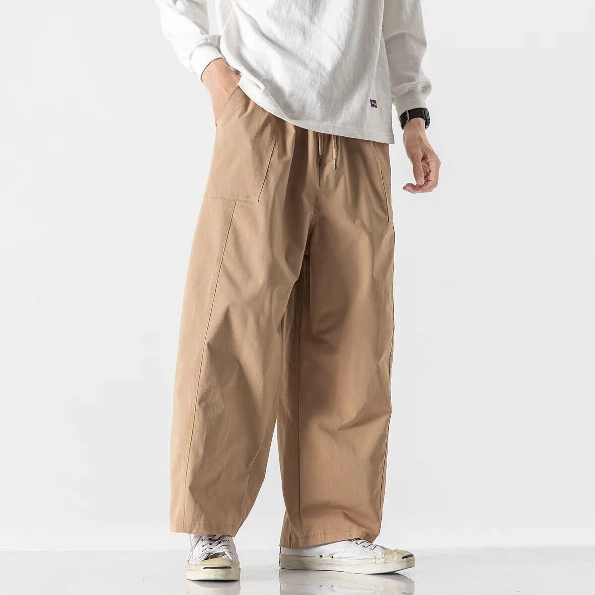 light Thin Straight Leg Pants Summer Solid Casual Oversize Harun Pants Men Loose Fashion Cargo Trousers Streetwear Plus Size 5XL