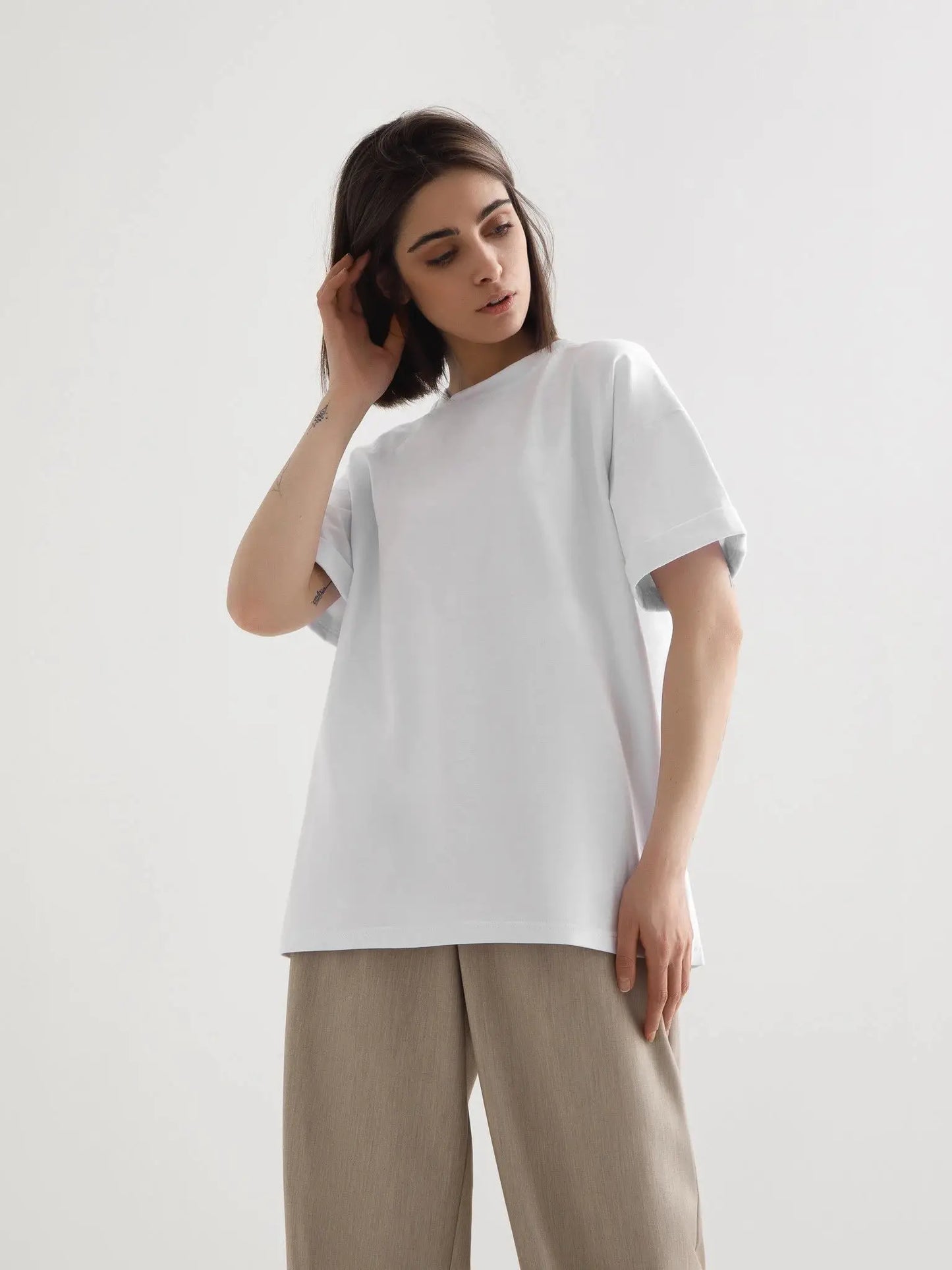 Bornladies 2025 Women's Summer 100% Cotton T-shirt Bottoming Basic Fashionable Solid Lady Short Sleeve Loose Tops Shirts