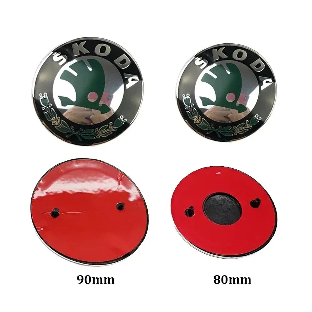 Skoda Car Trunk Stickers 80mm 90mm ABS Rear Emblem for Karoq Octavia Yeti Citigo Superb Fabia Kamiq Kodiaq VRS Rapid Front Hood