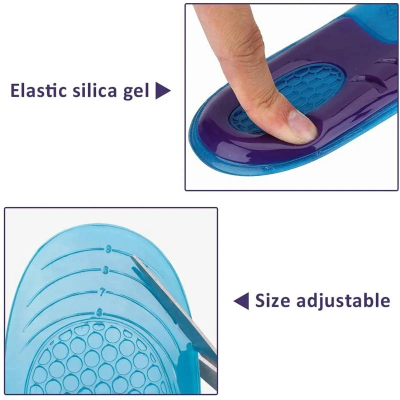 1Pair Silicone Insoles for Shoes Orthotic Arch Support Insole Soft Shoe Inserts Sport Anti-slip Template For Man Women Shoe Sole