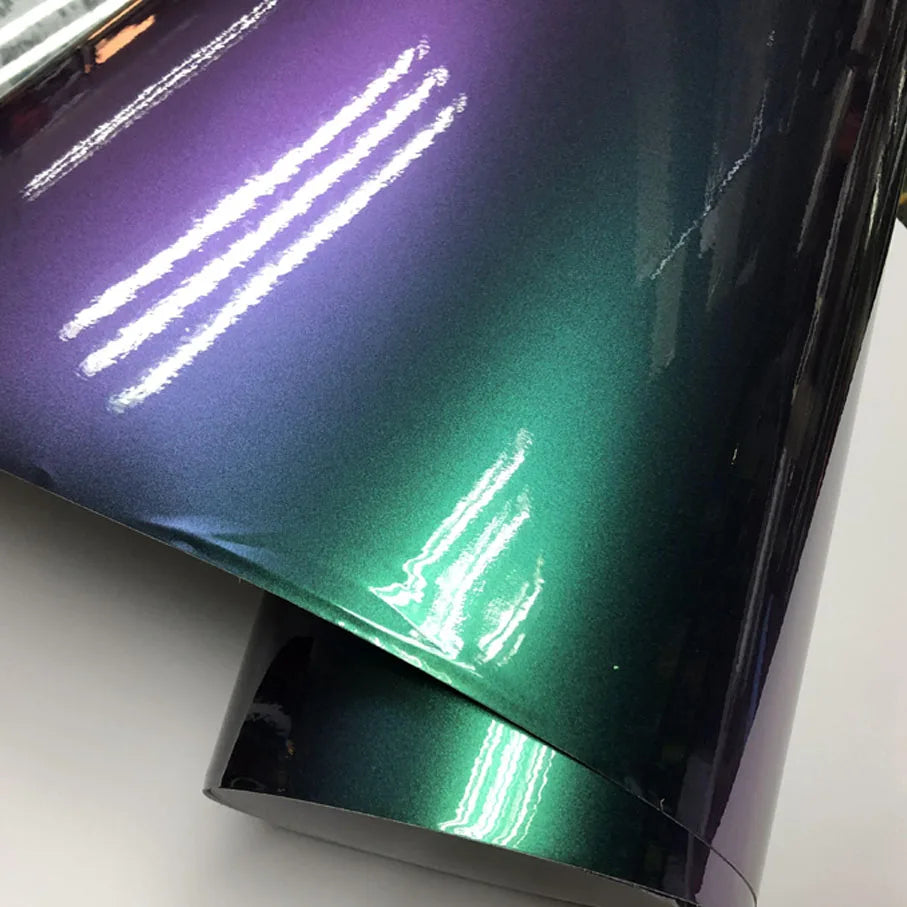 Premium Gloss Chameleon Pearl Glitter Metallic Green purple Vinyl Car Wrap Foil With Air Release Diamond Car Sticker Decal