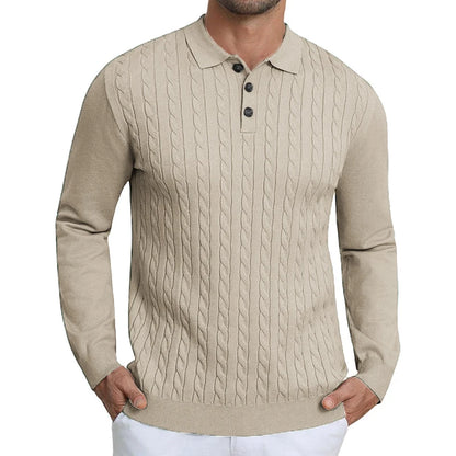Animal Game Luxury Men's Cable Knit Pullover Sweater Long Sleeve Twist Patterned Warm Casual Polo Sweaters Men's Cold Blouse
