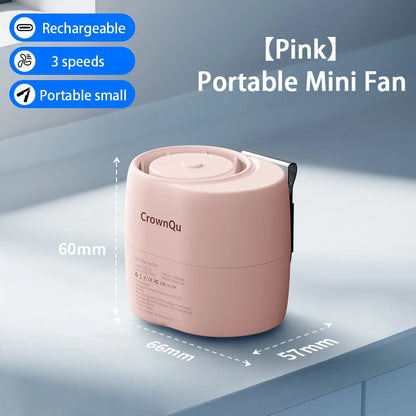 Waist Fan Portable Clip Rechargeable Ultra 3 Speed 360° Adjustable Turbocharged Neck Fans Strong Wind With for Outdoor Sports