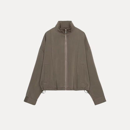 Women's Pilot Jacket Coat High Waist Commute Line Decor Straight Leg Pants Two Piece Set Long Sleeve Stand Collar Jacket
