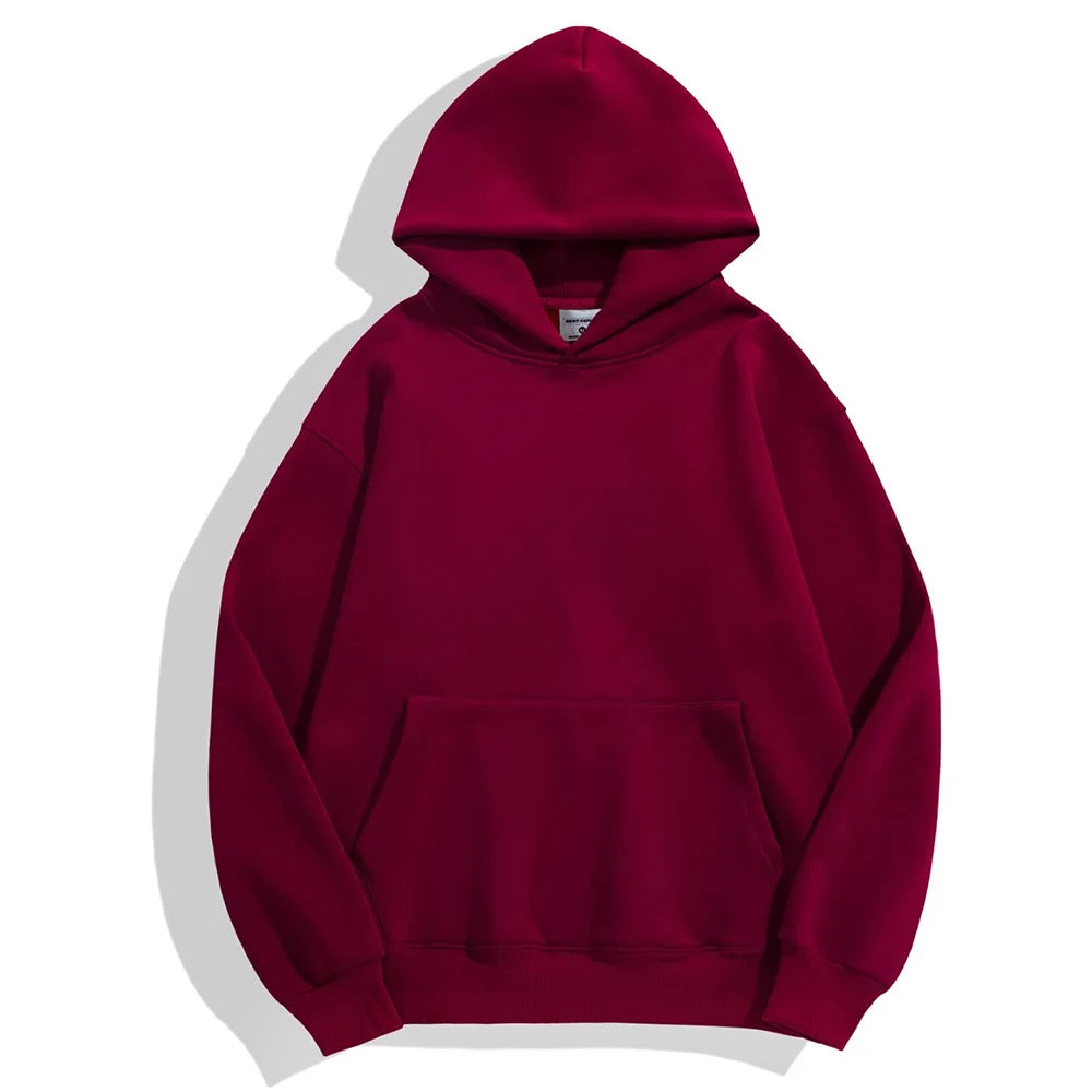 Sweatshirt 480gsm Heavy Weight Cotton Plus Velvet Hooded Sweater Men Thickened Tight Polar Fleece Pullover Hoodie
