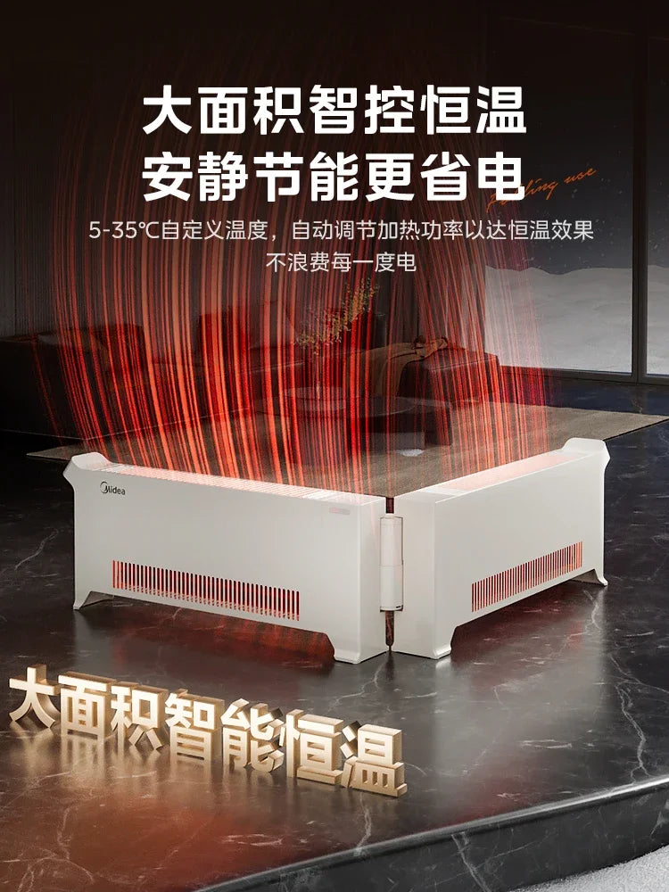 220V Midea Electric Heater with Graphene Large Area Heating Winter Essential New Footboard Heater for Home BDW