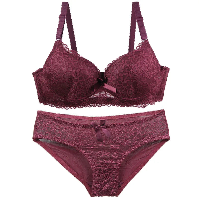 2025 New Sexy Bras Set 34/75 36/80 38/85 40/90 42/95 44/100 BC Cup Underwear For Women Push Up Bow Lingerie