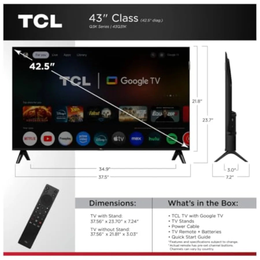 43-inch 43Q31K Class Q3K Series FHD QLED Smart Google TV Bluetooth Renewed