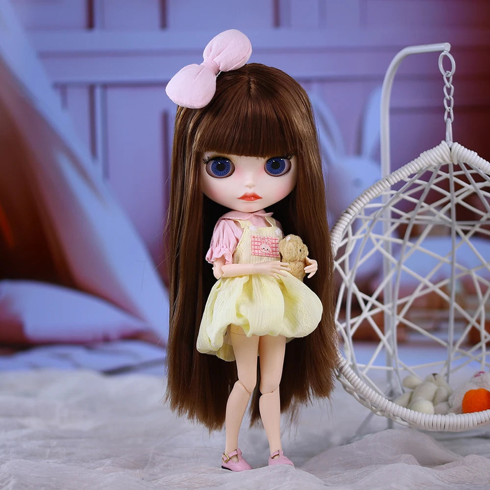 ICY DBS Blyth Doll BJD Joint Body White Skin Matte Face Bow Cute Doll 1/6 30cm Girl Gift Anime SD