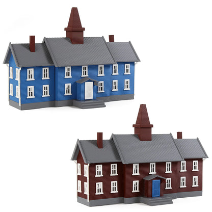Evemodel N Scale Model Dwelling House Pre-built Painted Two-story Building