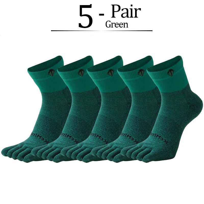 5 Pairs/lot High Elasticity Men's Socks Soft Breathable Cotton Women Fitness Sweat Wicking Split Toe Socks Outdoor Running Socks