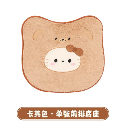 Hello Kitty Winter Plush Car Cushion Cover Cute Pink Warm Cartoon Women's Universal Warmth Seat Covers Auto Seat Accessories