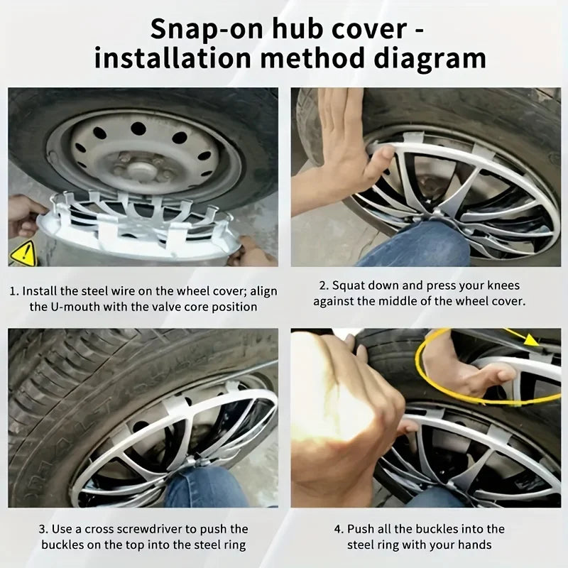 R15 Inch  4PCS Car Universal Wheel Cover Hubcap Replacement Hub Caps Wheel Rim Cover Tire Accessories Snap on SUV Truck